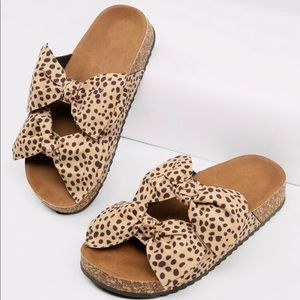 Shein cheetah double bow sandals